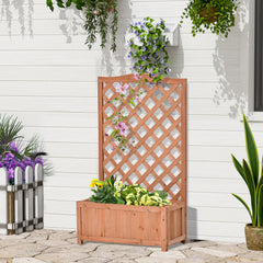 46" Wooden Planter with Trellis, Raised Garden Bed to Grow Vegetables, Herbs, Flowers for Backyard, Patio, Brown