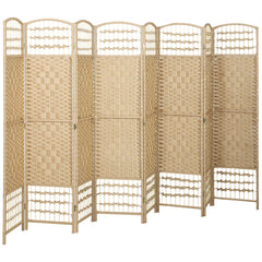 8 Panel Folding Room Divider Portable Privacy Screen Wave Fiber Room Partition for Home Office Natural