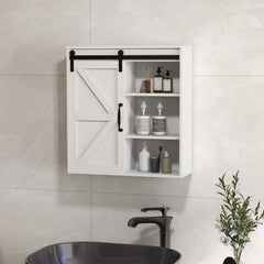 Bathroom Medicine Cabinet, Wall Cabinet with Sliding Door and Adjustable Shelf, 22.75" x 7.75" x 24.5", White