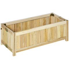 Foldable Raised Garden Bed, Wooden Planter Box, Herb Garden Planter with Drainage Holes, for Backyard, Patio to Grow Vegetables, Herbs, and Flowers, 27.6" x 11.6" x 9.8"