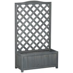 46" Wooden Planter with Trellis, Raised Garden Bed to Grow Vegetables, Herbs, Flowers for Backyard, Patio, Gray