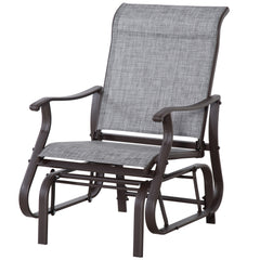 Outdoor Glider Chair, Gliders for Outside Patio with Steel Frame and Mesh Fabric for Backyard, Garden, and Porch, Gray