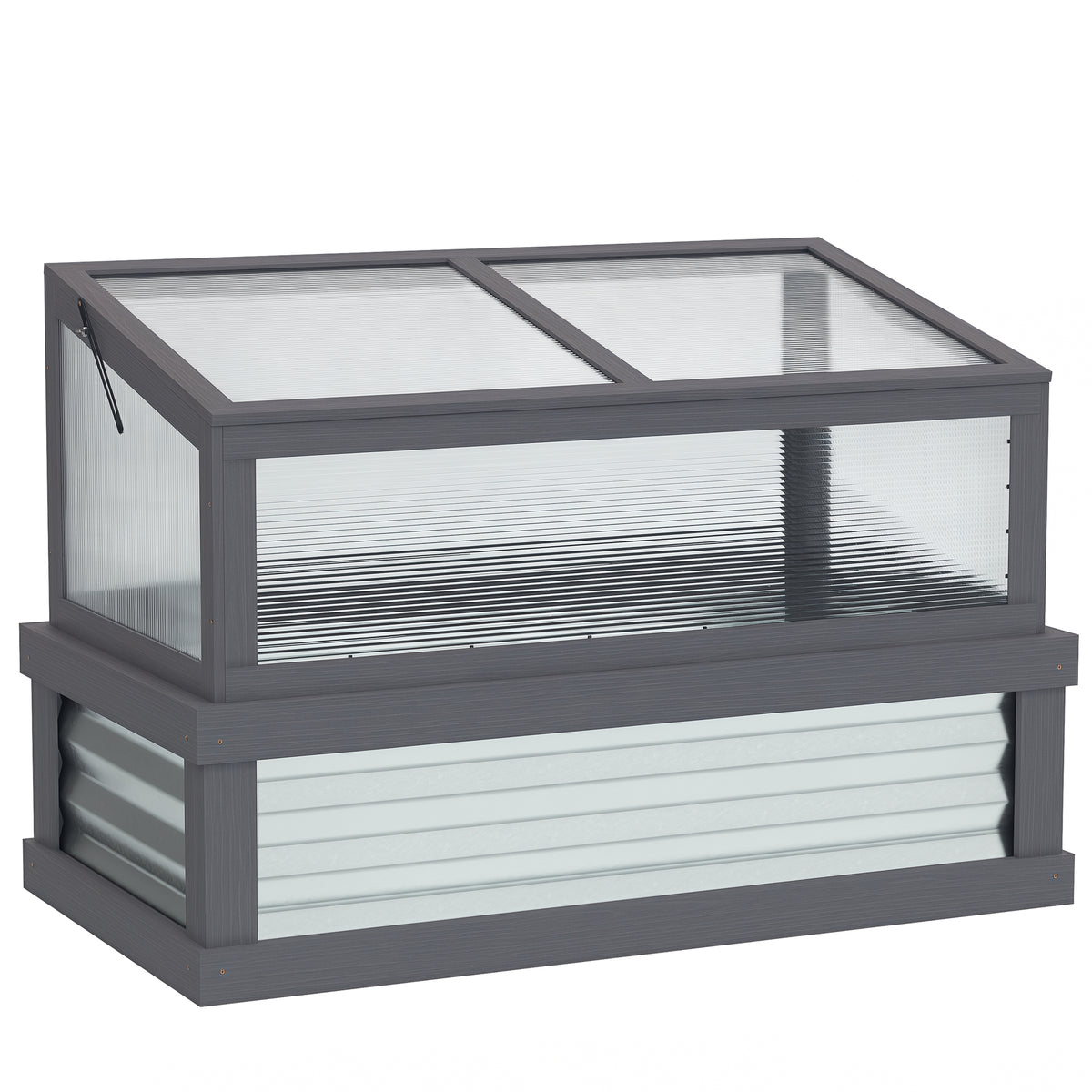 Raised Garden Flower Bed Kit with Lean-to Greenhouse, Wooden Cold Frame Planter, 41" x 22.5" x 28.25", Gray