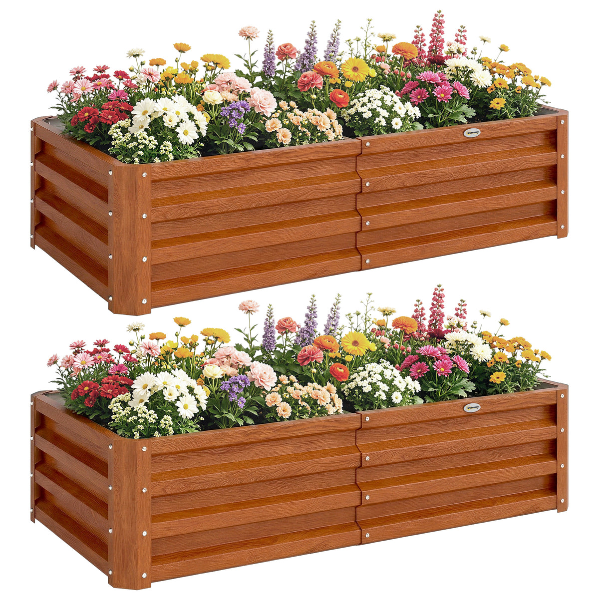 Galvanized Raised Garden Bed, 4' x 2' x 1' Metal Planter Box, for Growing Vegetables, Flowers, Herbs, Succulents, Brown