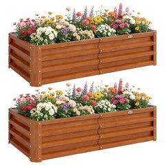 Galvanized Raised Garden Bed, 4' x 2' x 1' Metal Planter Box, for Growing Vegetables, Flowers, Herbs, Succulents, Brown