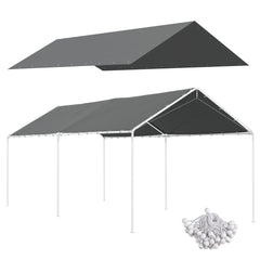 10 x 20ft Carport Roof, UV Resistant Canopy Replacement Cover with Ball Bungee Cords, Dark Gray