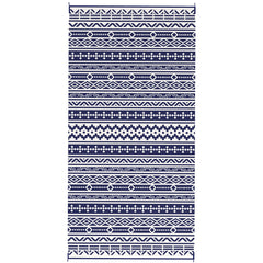 Reversible Outdoor Rug, Waterproof Plastic Straw with Carry Bag, 9' x 18', Blue & White Geometric Wall