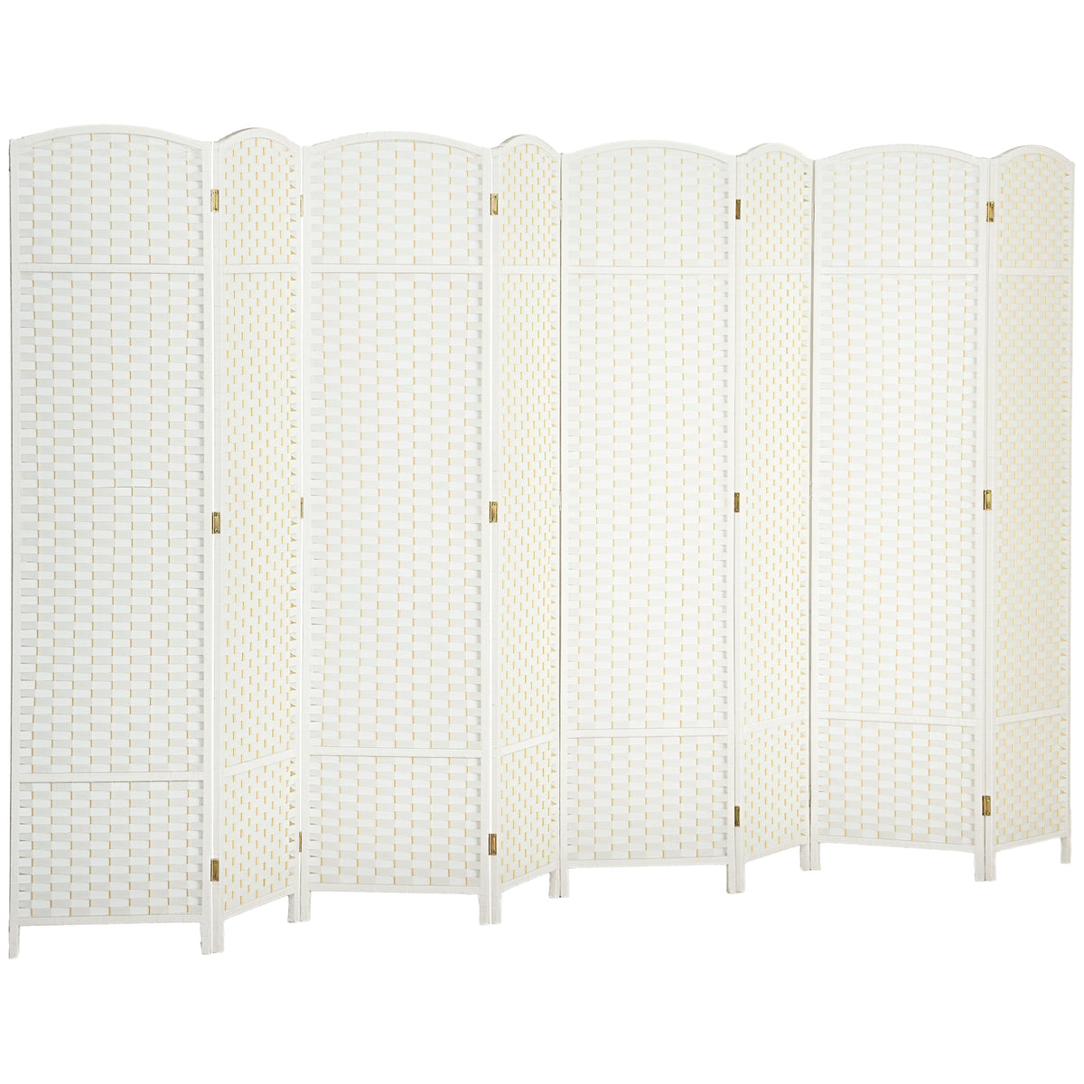 Folding Room Divider Screen 8 Panel 5.6 ' Tall Privacy Screen Freestanding Room Partition for Home Office, White