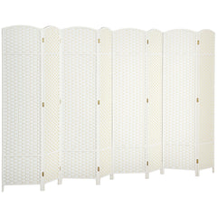 Folding Room Divider Screen 8 Panel 5.6 ' Tall Privacy Screen Freestanding Room Partition for Home Office, White