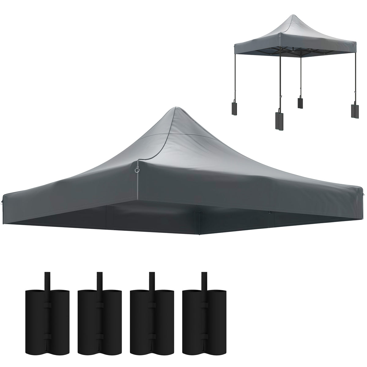 10' x 10' Replacement Canopy Top for Pop Up Canopy Tent with 4 Sand Bags, UPF50+ Protection, Dark Gray
