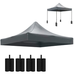 10' x 10' Replacement Canopy Top for Pop Up Canopy Tent with 4 Sand Bags, UPF50+ Protection, Dark Gray