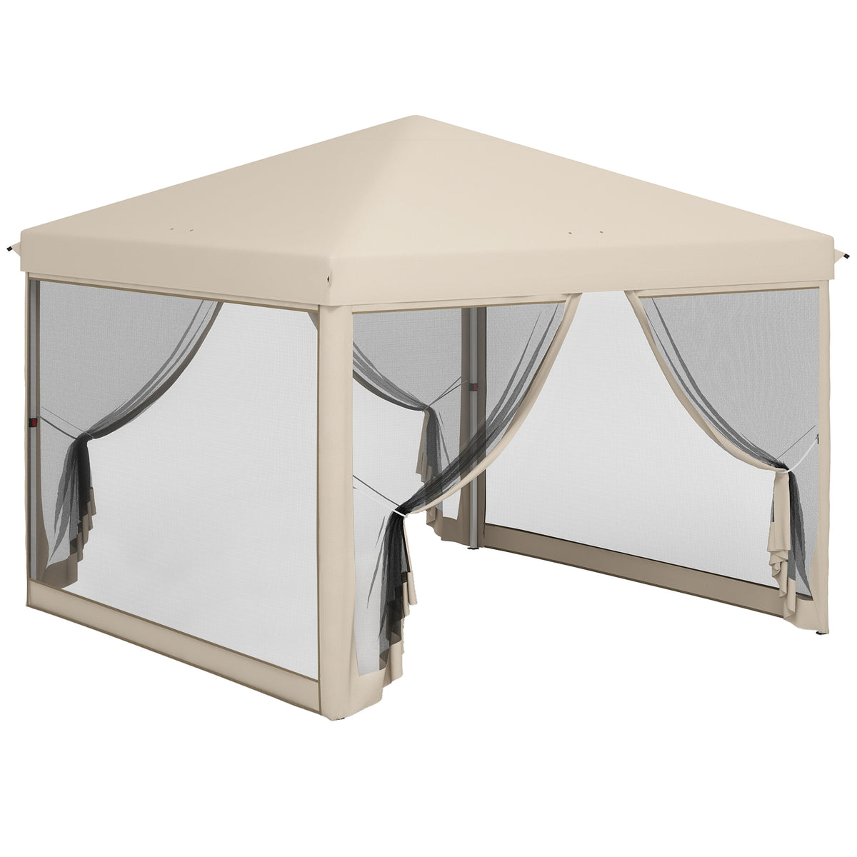 10' x 10' Pop Up Canopy Tent with Mesh Sidewalls, Height Adjustable, Transport Carrying Bag for Backyard Garden Patio
