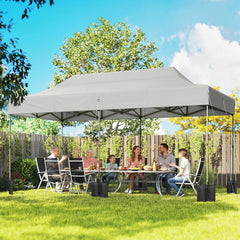 10 x 20 ft Pop Up Canopy Tent, Heavy Duty UPF50+ Outdoor Portable Instant Canopy Shelter with Wheeled Bag, White