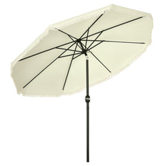 9' Patio Umbrella with Push Button Tilt and Crank Outdoor Double Top Market Umbrella, Cream White