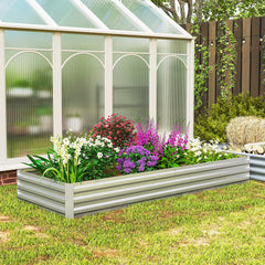95" x 36" x 12" Galvanized Raised Garden Bed, Easy DIY and Cleaning for Growing Flowers, Herbs, Succulents, Silver