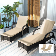 Foldable Chaise Lounge Cushion Set of 2, Outdoor Lounge Chair Cushion Set, UPF50+ 200gsm Fabric, 76" x 23", Beige