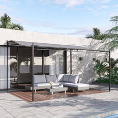 10' x 13' Outdoor Pergola Gazebo, Steel Patio Canopy with Weather-Resistant Fabric and Drainage Holes, Gray