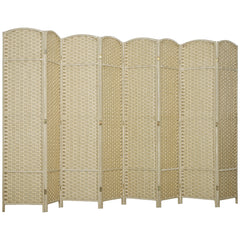 Folding Room Divider Screen 8 Panel 5.6 ' Tall Privacy Screen Freestanding Room Partition for Home Office, Beige