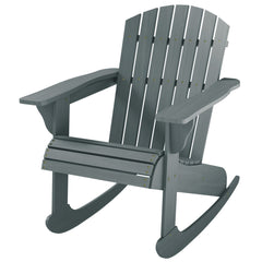 Wood Adirondack Outdoor Lounge Rocking Chair Fire Pit Seating with Slatted Wooden Design, Fanned Back, Gray