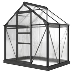 Polycarbonate Greenhouse, Heavy Duty Outdoor Aluminum Walk-in Green House Kit Vent Door, 6.2'x4.3'x6.6' Gray