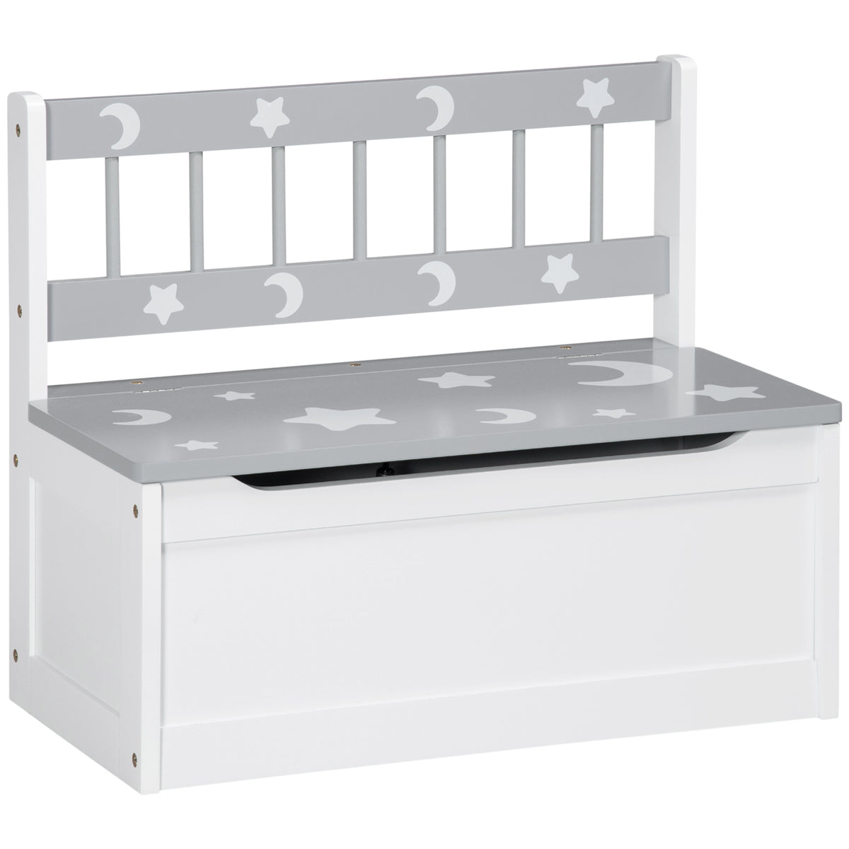 Qaba Toddler Toy Box Storage Bench with Large 27 Liter Interior, Kids Storage Bench Seat with Storage for Toddler Playroom Furniture, Kids Bedroom Furniture, Toy Organizer and Storage Bin, Gray