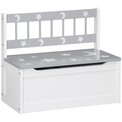 Qaba Toddler Toy Box Storage Bench with Large 27 Liter Interior, Kids Storage Bench Seat with Storage for Toddler Playroom Furniture, Kids Bedroom Furniture, Toy Organizer and Storage Bin, Gray