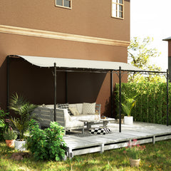 10' x 16' Wall-Mounted Outdoor Pergola Canopy, Metal Patio Canopy with Drainage Holes for Backyard Garden, Cream White