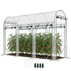 Walk-in Tunnel Greenhouse, Hoop House Greenhouse with 8 Roll-Up Doors, 10' x 3' x 6.5', Clear