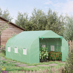 11.5' x 10' x 6.5' Outdoor Portable Walk-In Tunnel Greenhouse with Windows, Green