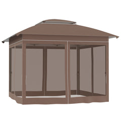 12' x 12' Pop Up Canopy Tent with Netting and Carry Bag, Instant Sun Shelter with 137 sq.ft Shade, Tents for Parties, Height Adjustable, for Outdoor, Garden, Patio, Khaki