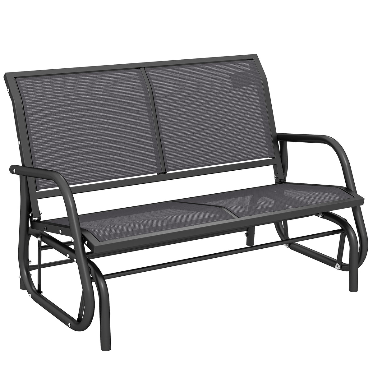 2-Person Outdoor Glider Bench, Patio Double Swing Rocking Chair Loveseat with Steel Frame, Gray