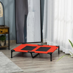36" x 30" Elevated Cooling Summer Dog Cot Pet Bed With Mesh Ventilation - Red