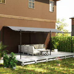 10' x 20' Wall-Mounted Outdoor Pergola Canopy, Metal Patio Canopy with Drainage Holes for Backyard, Garden, Dark Gray