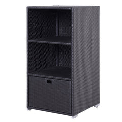 47" Poolside Rattan Wicker Towel Valet Organizer Cabinet with Storage