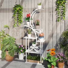 Plant Stand Indoor, 8 Tier 62" S-Shaped Plant Shelf, Corner Plant Rack for Multiple Plants, White