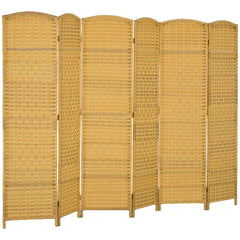 Folding Room Divider Screen 6 Panel 6' Tall Privacy Screen Freestanding Wood Partition for Home Office, Nature Wood
