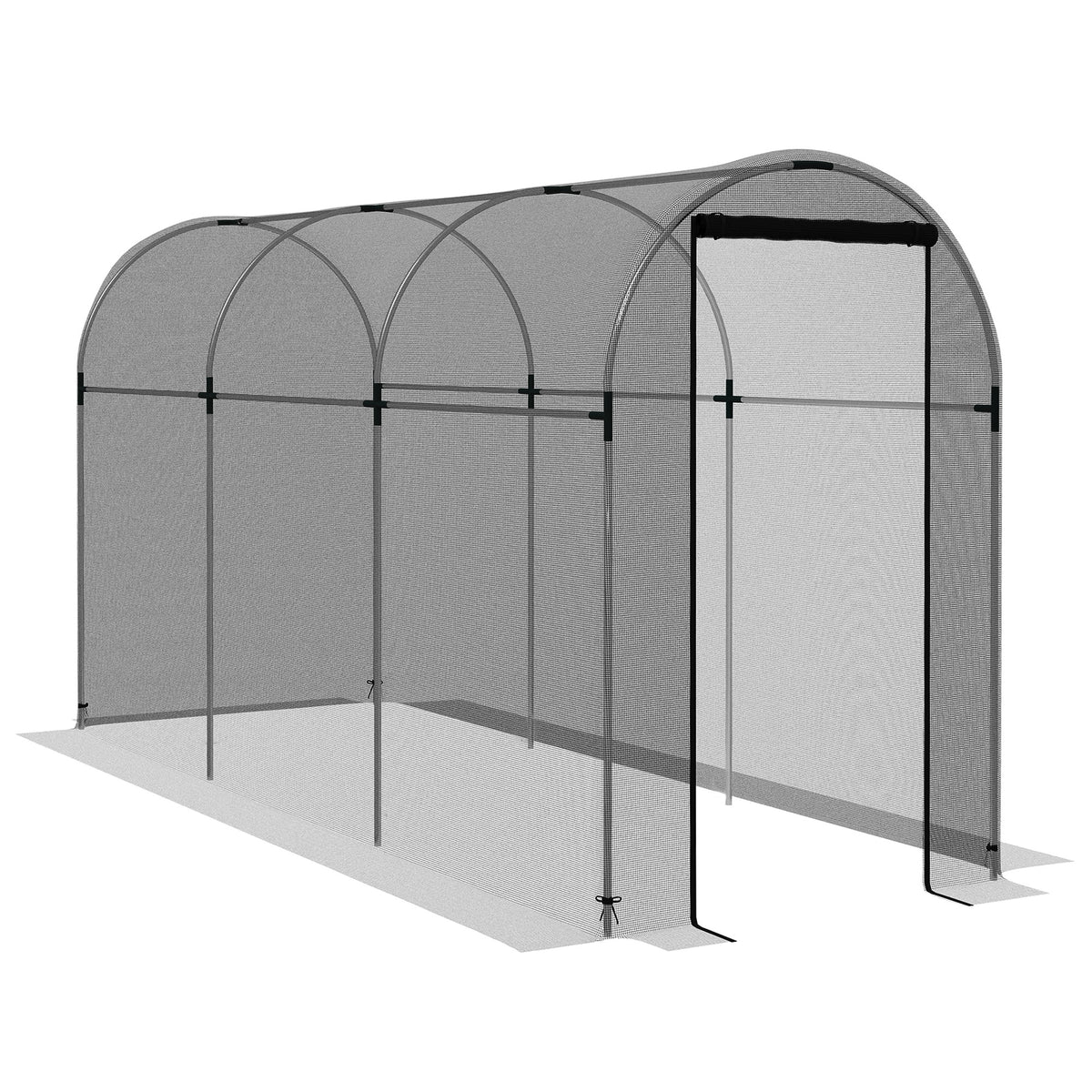 Galvanized Steel Crop Cage, Plant Protection Tent with Zippered Door, 4' x 12', Black
