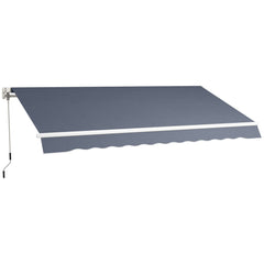 12' x 8' Patio Awning, Canopy Retractable Sun Shade Shelter w/ Manual Crank Handle for Deck, Yard, Dark Gray