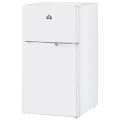 3.2 Cu.Ft Mini Fridge with Freezer, Double Door Compact Refrigerator with Adjustable Thermostat, Shelf and Reversible Door for Bedroom, Dorm, Home Office, Energy Efficient, White