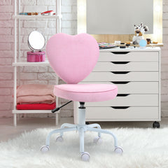 Heart Love Shaped Back Design Office Chair with Adjustable Height, Pink