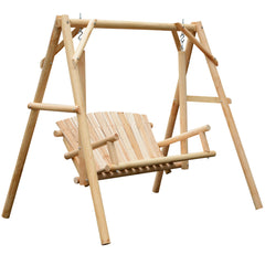 6.5' Outdoor Rustic Loveseat 2 Person Freestanding Solid Wood Natural Log Garden Swing