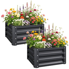 2pc 23.5" Elevated Herb & Vegetable Planting Box Kit w/ Versatile Uses, Dark Gray