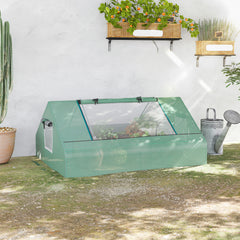 71" x 55" x 32" Mini Greenhouse, Small Green House, Garden Planting Shed, Outdoor Flower Planter Warm House with Zipper Windows, Green