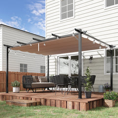 10' x 13' Outdoor Pergola Gazebo Backyard Canopy Cover Adjustable Sunshade, Gray