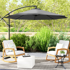 10' Cantilever Tilt Offset Patio Umbrella w/ UV & Water Safe Material & Cross Base (Weight Not Included), Gray