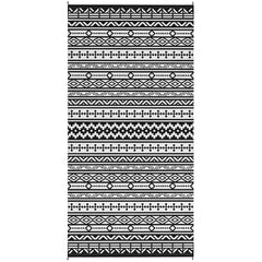 Reversible Outdoor Rug, Waterproof Plastic Straw with Carry Bag, 9' x 18', Black & White Geometric Wall