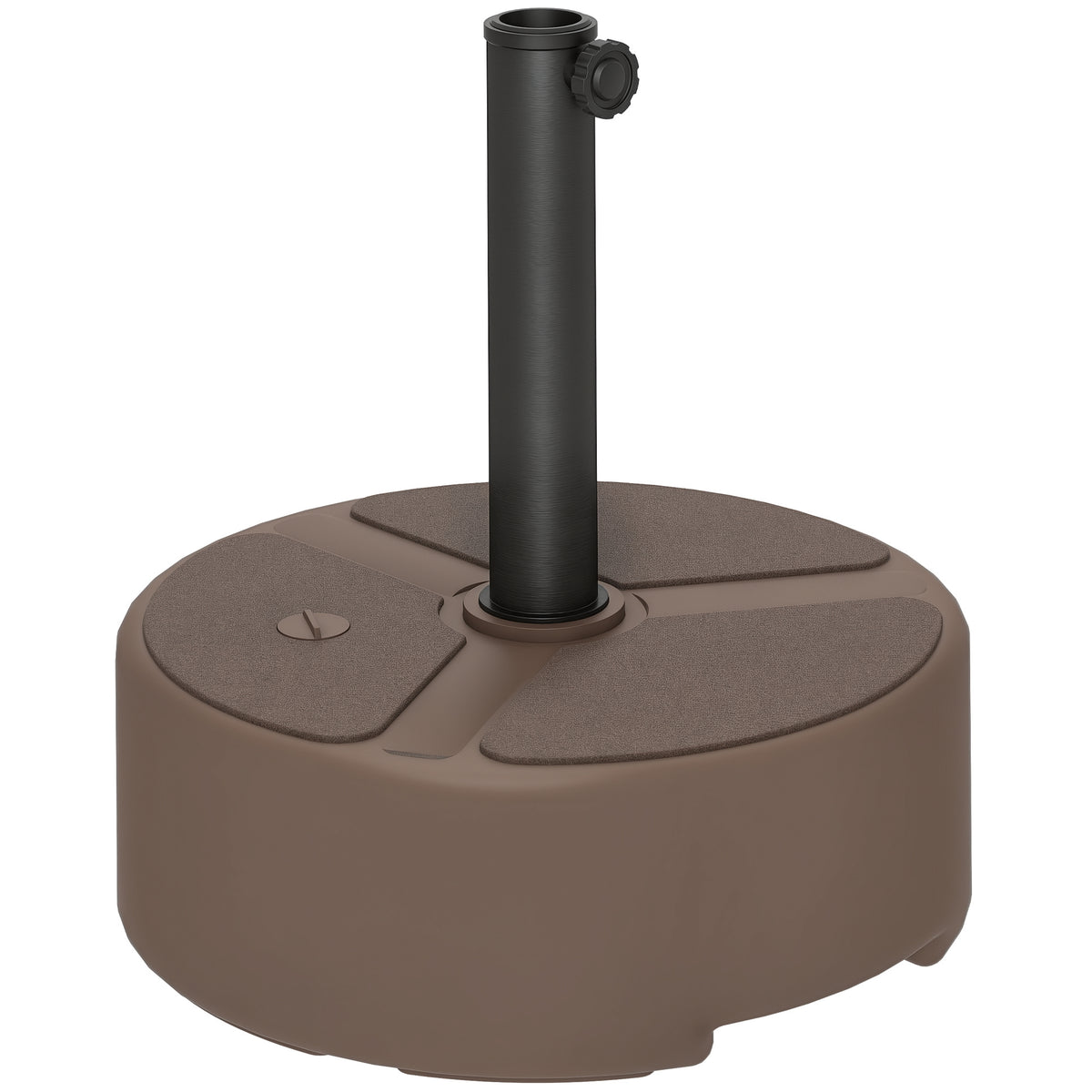 Round Patio Umbrella Base Holder, Heavy Duty Outdoor Umbrella Stand Base, Filled Up to 44lbs with Stand or 40lbs with Water for Garden, Poolside, Brown