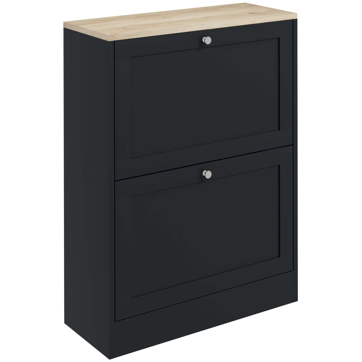 Slim Shoe Storage Cabinet, Modern Shoe Cabinet with 2 Flip Drawers and Adjustable Shelves for 8-12 Pairs, Black