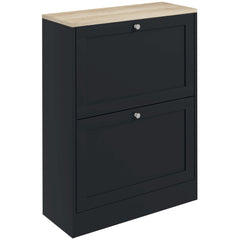 Slim Shoe Storage Cabinet, Modern Shoe Cabinet with 2 Flip Drawers and Adjustable Shelves for 8-12 Pairs, Black