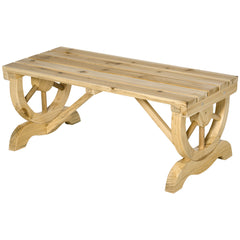 2-Person Wooden Garden Bench, Outdoor Wagon Wheel Porch Bench for Backyard Garden, Support 550 LBS, Rustic Country Style Patio Furniture, Natural Wood